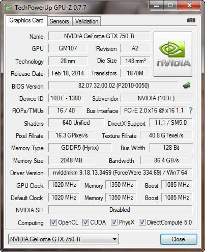 16 GeForce GTX 750 Ti gpu