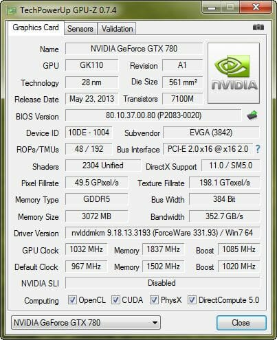 32 nvidia geforce gtx 780 gpu
