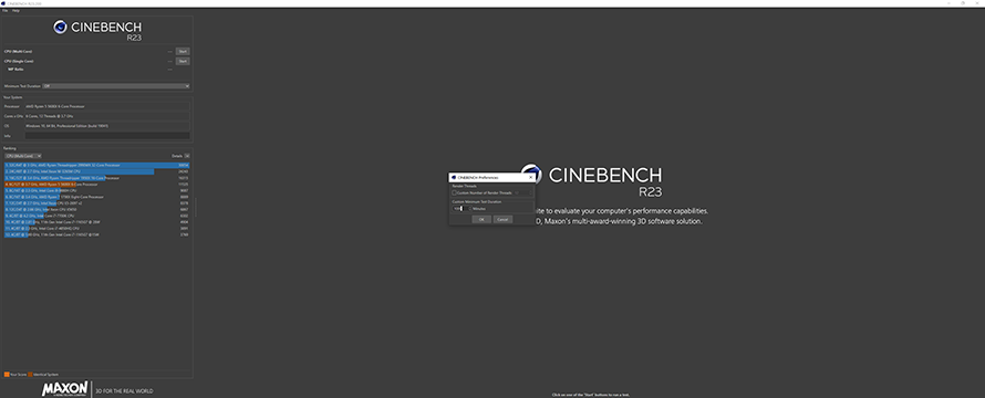 cinebench r23 settings