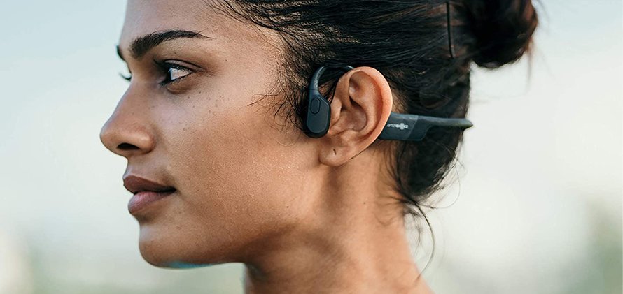 women with bone conduction headphones