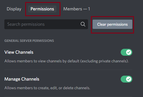 discord clear permissions