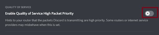 discord enable quality of service priority