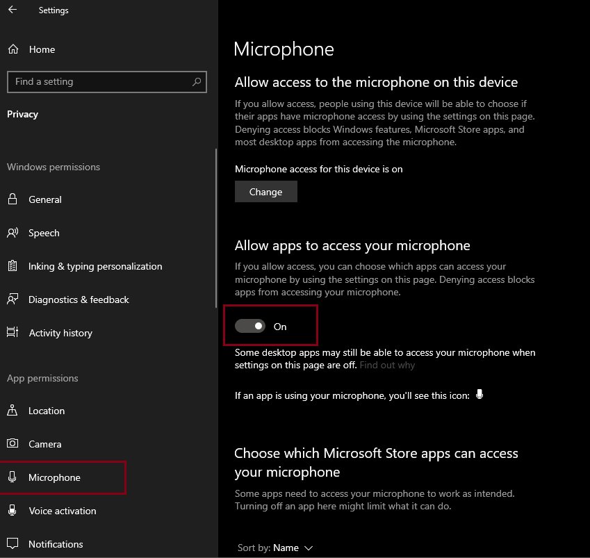 windows allow apps to access microphone