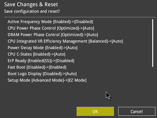 23 ez mode save changes & reset