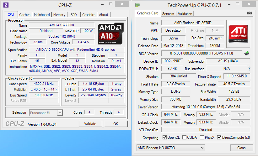 5 AMD 6800K, 8670D