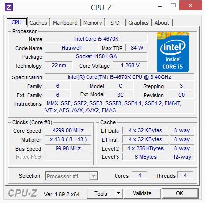 52 intel core i5 4670K cpu
