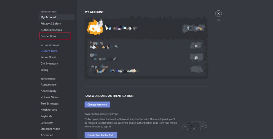discord connections setting