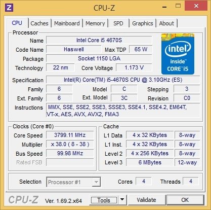 i5 4670S CPU boosted