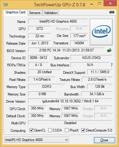 intel HD graphics 4600 GPU 2