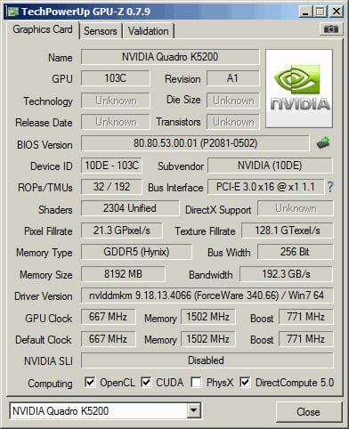 2 Nvidia Quadro K5200 gpu