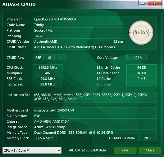 26 quadcore AMD A10-5800K aida64