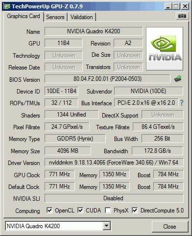 7 Nvidia Quadro K4200 gpu