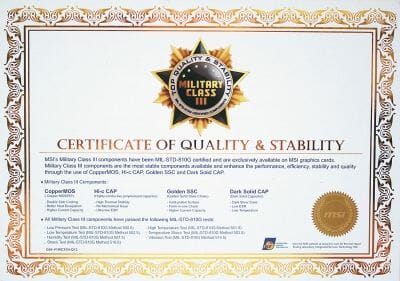 33 certificate of quality & stability