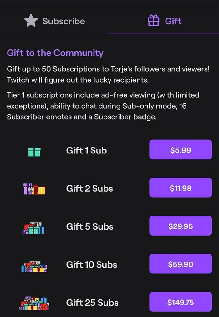 how gift twitch sub app 2