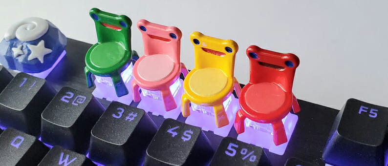 animal crossing inspired froggy chair artisan keycap