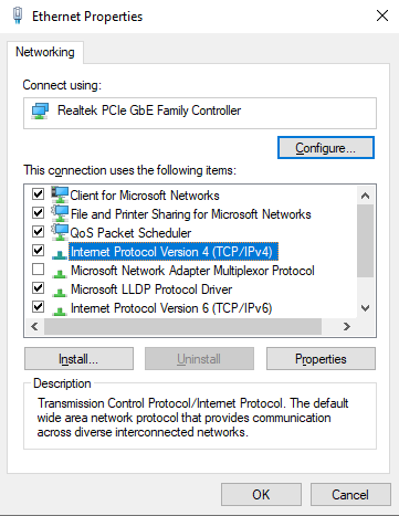 network adapter settings