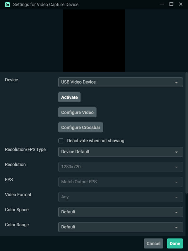 streamlabs video capture device settings