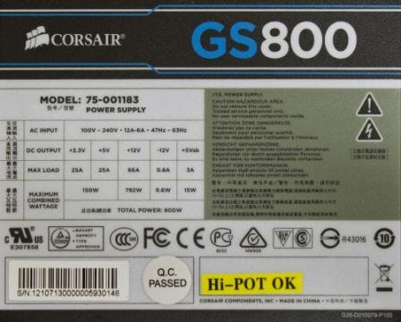 27 corsair gs800 specs