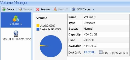 11 synology ds210+ volume manager