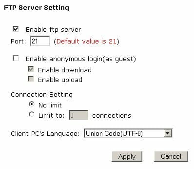 12 ftip server setting