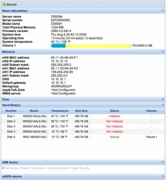 15 synology ds509+ basic information