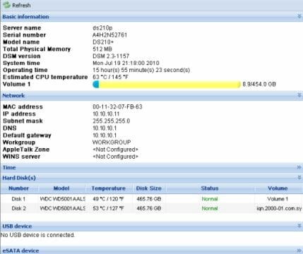 18 synology ds210+ basic information