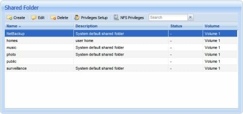 56 synology ds209+ shared folders