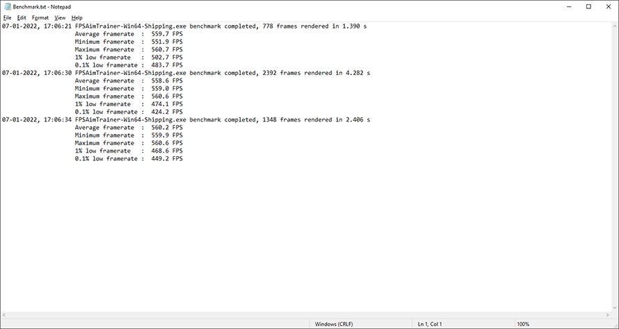 benchmarks in notepad