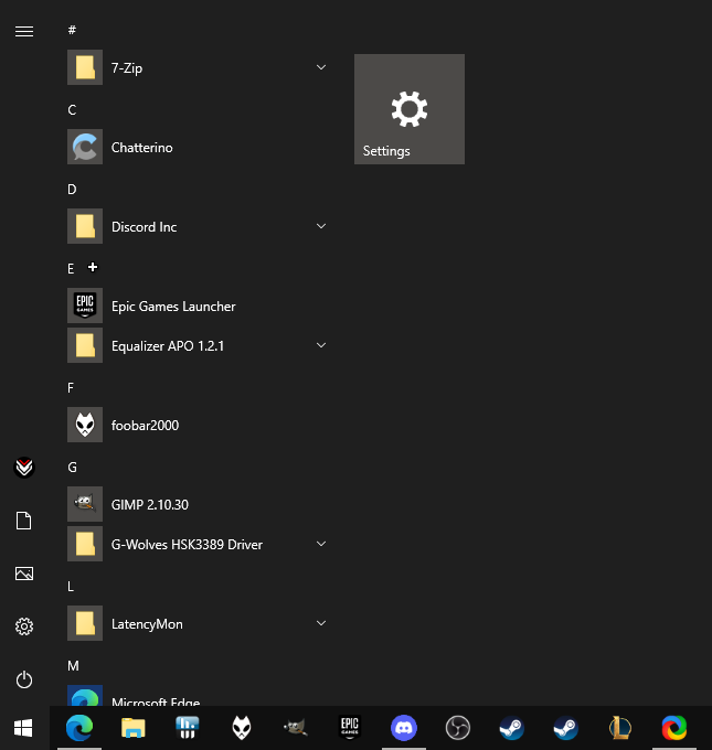 windows start menu