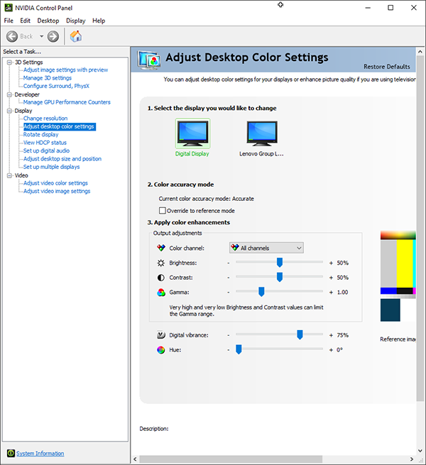adjust desktop color settings