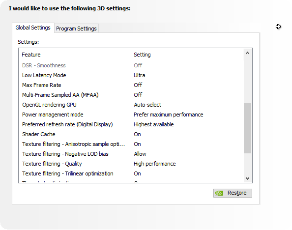 nvidia 3d settings 2