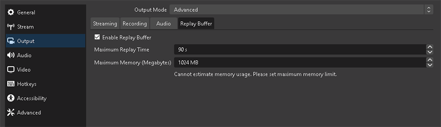 obs output replay buffer
