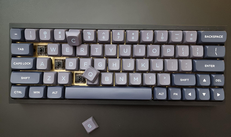 keyboard with open keycaps