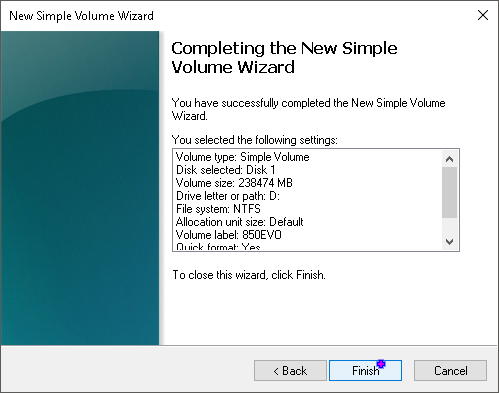 new simple volume wizard